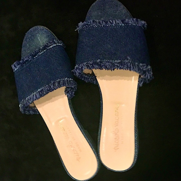 Niccolo Vacari Italy Denim Slip-On Sandals / Flats /Slides - Picture 8 of 9